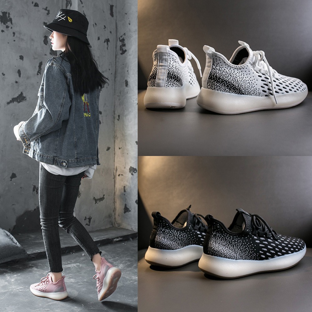 Breathable Flying Woven Women's New Sports Shoes Students Running Casual Shoes